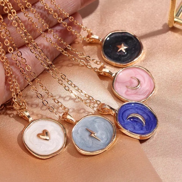 Enamel Oil Drop Gold Pendant Symbol Necklace - Picture 9 of 9